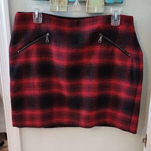 Banana Republic Red and Black Plaid Mini Skirt